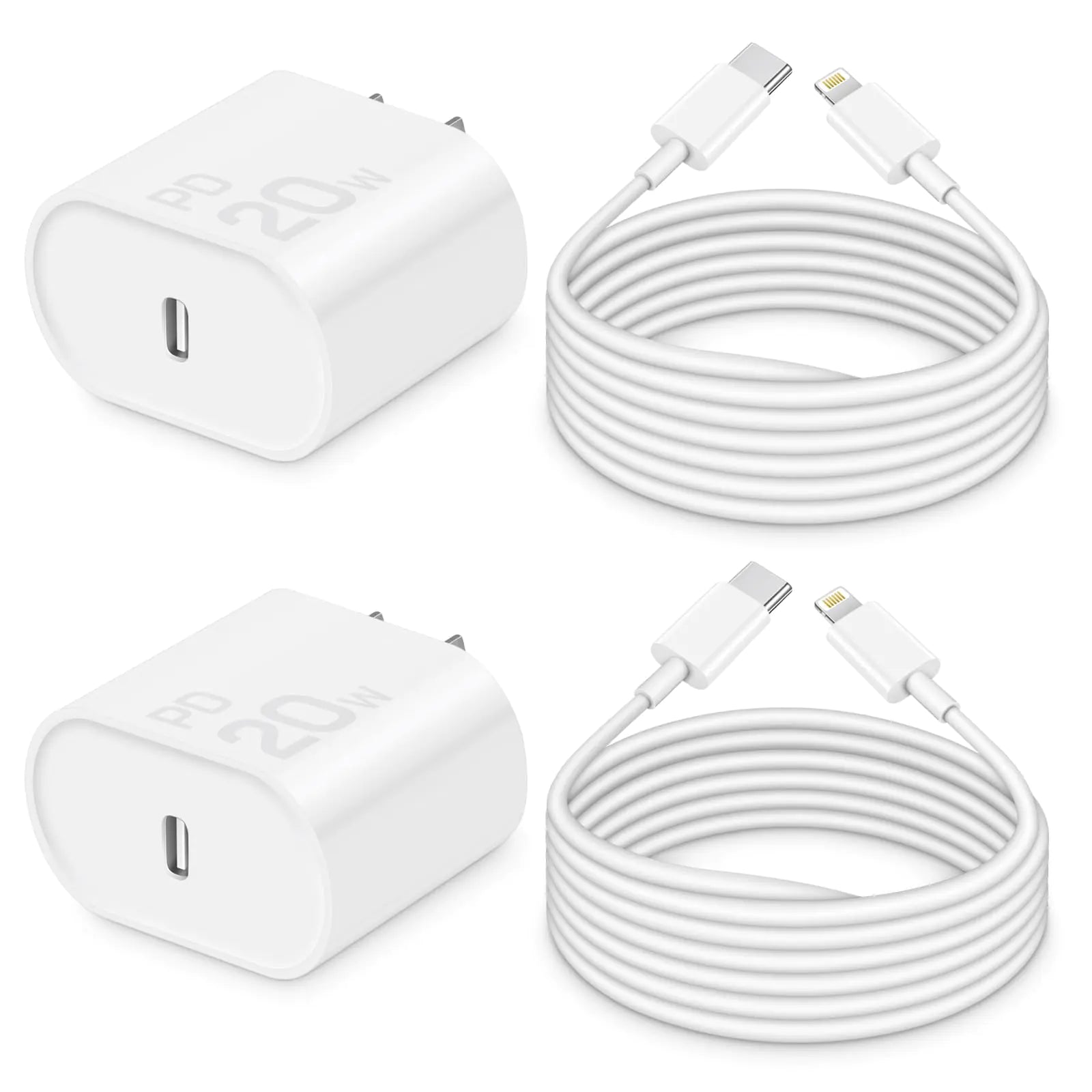 i Phone Charger 10Ft Fast Charging【MFi-Certified】 2-Pack 20W PD Fast Charger with 6Ft Fast Charging Cable Type C Fast Charging Block & Fast Charger Cord for IP 14/13/12/11 i Pad & More
