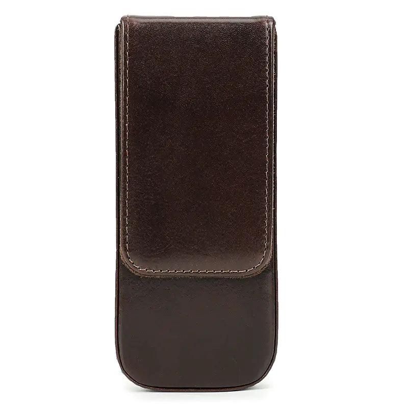 Handmade Leather Pen Case with Magnetic Drawer (Set of 3)