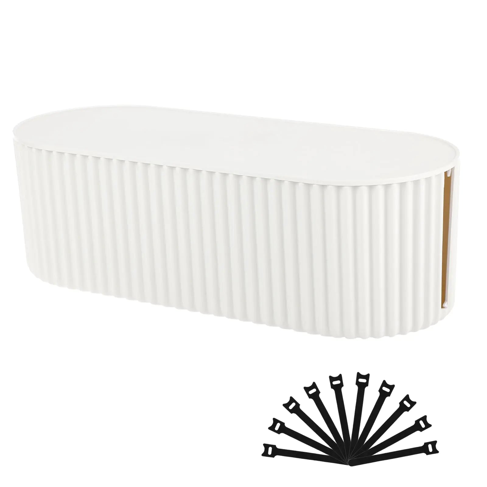 FABROK Cable Management Box with 10 Cable Ties Cable Organizer Box for Power Strips Surge Protectors Chargers Adapters TV Computer Wires Cable Hider Organizer Box for Home/Office (Large/White)