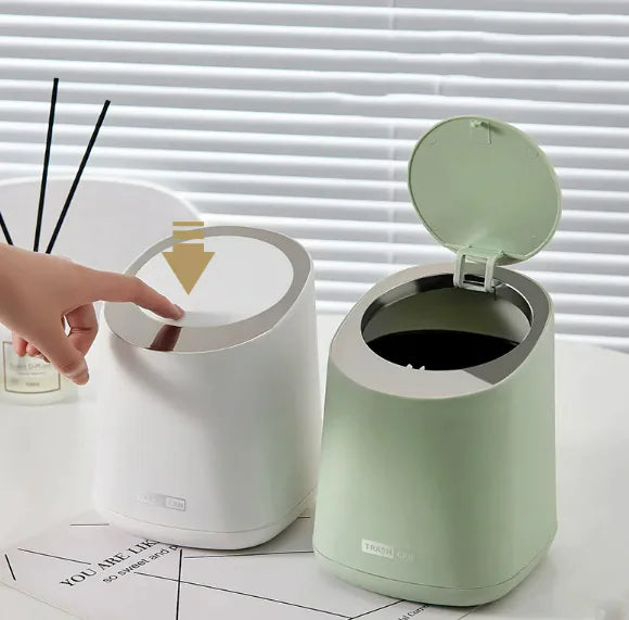 Desktop Press-Type Trash Can