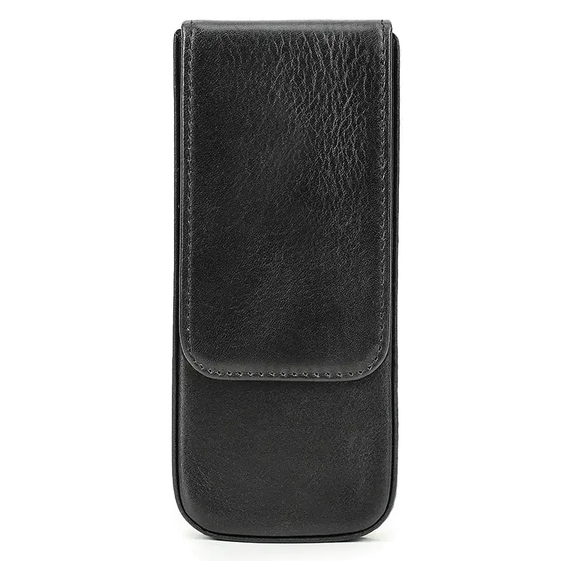 Handmade Leather Pen Case with Magnetic Drawer (Set of 3)