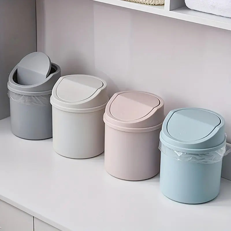Cute Mini Heart-Shaped Desktop Trash Can with Lid