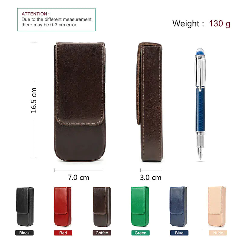 Handmade Leather Pen Case with Magnetic Drawer (Set of 3)